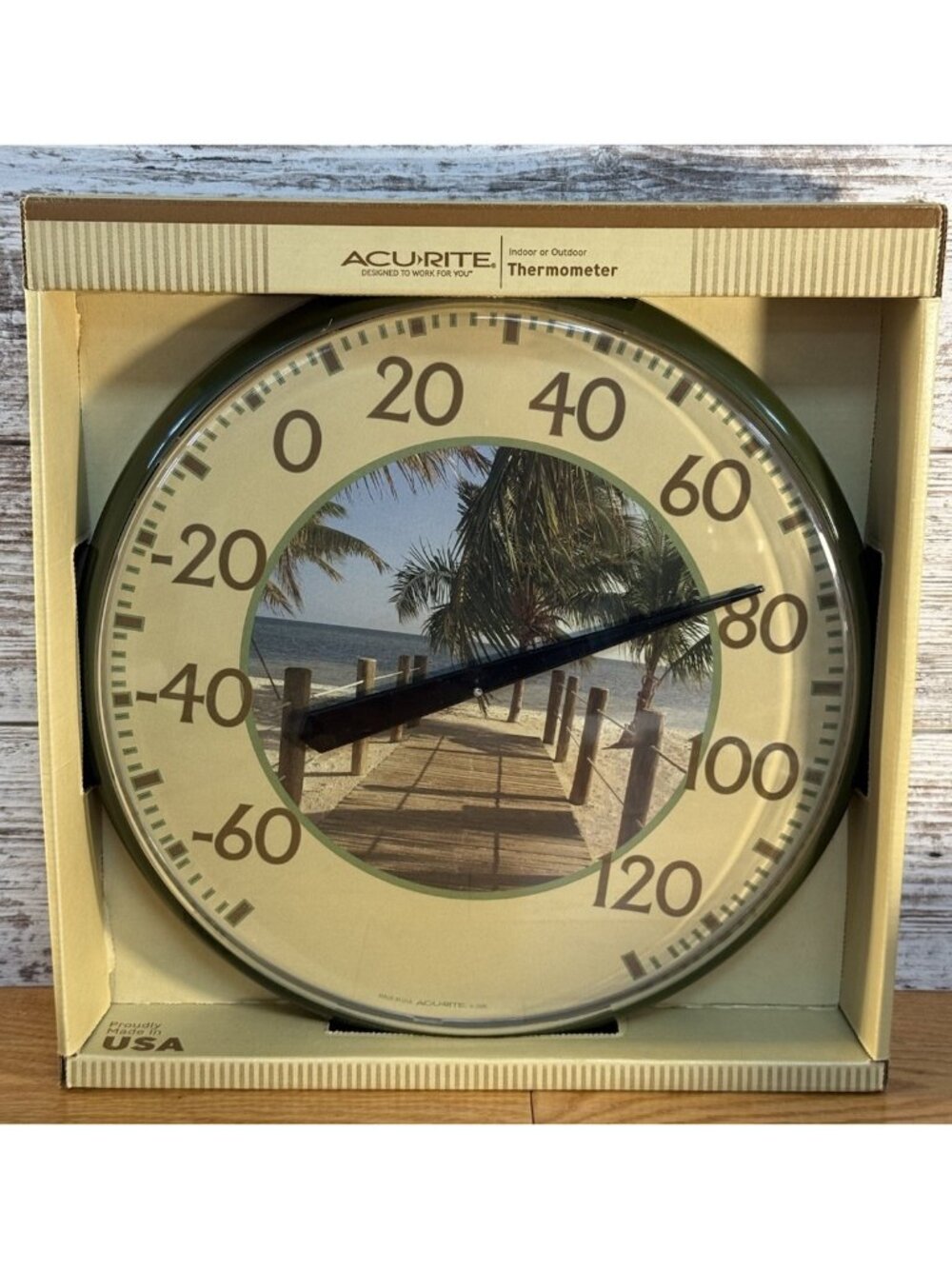 ACURITE Indoor Outdoor Thermometer 2007 NEW IN BOX Made In USA Beach Scene